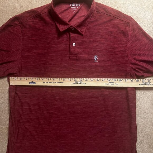 IZOD Golf Men XL Stretch Heather Maroon Short Sleeve 3 Button Stretch Polo - Picture 2 of 6